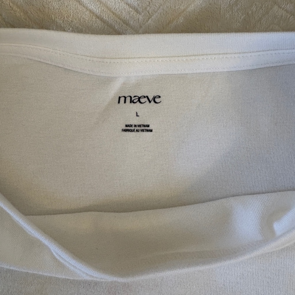 Anthropologie Maeve White Boatneck Short Sleeve Tee - Picture 3 of 5